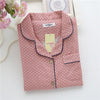 Image of Korea Fresh maple leaf pajama sets women 100% gauze cotton long sleeve casual sleepwear women pyjamas summer hot sale 2019