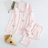 Image of Korea Fresh maple leaf pajama sets women 100% gauze cotton long sleeve casual sleepwear women pyjamas summer hot sale 2019