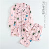 Image of Korea Fresh maple leaf pajama sets women 100% gauze cotton long sleeve casual sleepwear women pyjamas summer hot sale 2019
