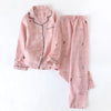 Image of Korea Fresh maple leaf pajama sets women 100% gauze cotton long sleeve casual sleepwear women pyjamas summer hot sale 2019