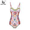 Image of LD LINDA DELLA Summer Women Clothing Playsuit Sexy Floral Print Bohemian Holiday Beach Skinny Bodysuits High Quality