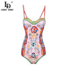 Image of LD LINDA DELLA Summer Women Clothing Playsuit Sexy Floral Print Bohemian Holiday Beach Skinny Bodysuits High Quality