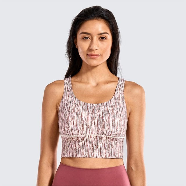 La Isla Women's Medium Support Strappy Back Wirefree Removable Cups Longline Yoga Sports Bra XS S M L XL