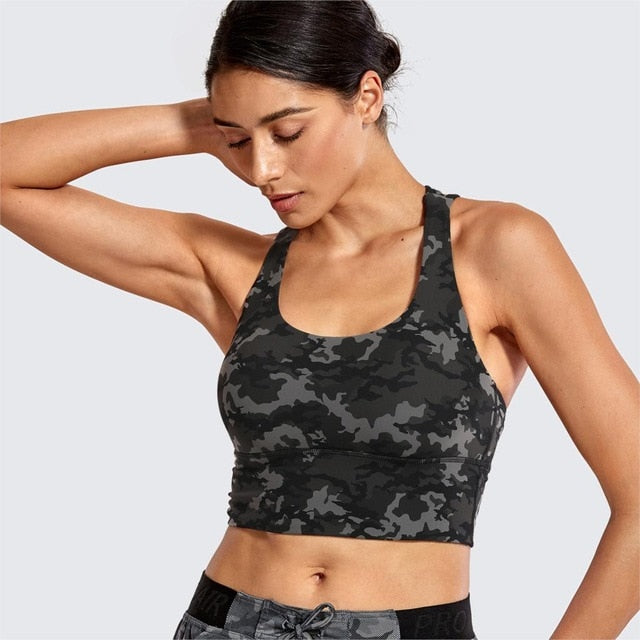 La Isla Women's Medium Support Strappy Back Wirefree Removable Cups Longline Yoga Sports Bra XS S M L XL