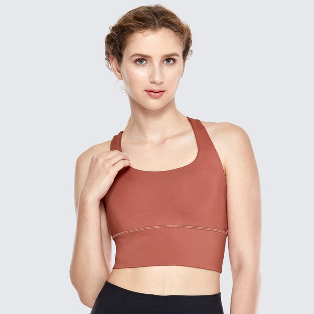 La Isla Women's Medium Support Strappy Back Wirefree Removable Cups Longline Yoga Sports Bra XS S M L XL