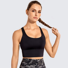 La Isla Women's Medium Support Strappy Back Wirefree Removable Cups Longline Yoga Sports Bra XS S M L XL