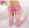 Image of La MaxPa Womens Sexy Fashion Lace Top Thigh Highs Stockings Garter Belt Crotchless Panties Lace Miniskirt Lingerie Garters k224