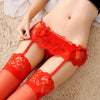 Image of La MaxPa Womens Sexy Fashion Lace Top Thigh Highs Stockings Garter Belt Crotchless Panties Lace Miniskirt Lingerie Garters k224