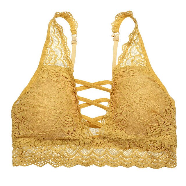 Lace Bralette Backless Wireless Crop Top Sexy 3/4 Cup Floral Bras For Women Fashion Female 6 Colors Padded Underwear Lingerie