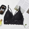 Image of Lace Sheer Triangle Unpadded Bra Crop Tops Sexy Women Floral Sexy Strappy Lingerie Comfy Black Ladies Bras F