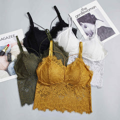 Lace Top Camisole Women Lingerie Sexy Eyelashes Lace Beauty Back Padded Hollow Out Bottoming Camisole