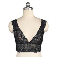 Lace Top Sexy Lingerie Femme Camisoles Tank Top Deep V Back Cross Wire Free Brassiere Women Sexy Crop Top Undershirt Casual Tops
