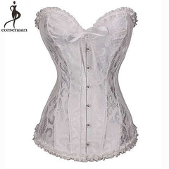 Lace Up Corset Jacquard Floral Bustier Plus Size 6XL Gorset Busk Korsett For Women With Thong Outfit Waist Slimming Clothing 810