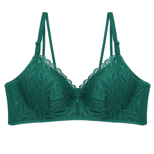Lace Wireless Bra Sexy Floral Bralette Fashion Comfort Wire Free Bras For Women Deep-V Lace Bra Female Lingerie B C Cup 6 Colors