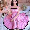 Image of Ladies Sexy Silk Satin Night Dress Sleeveless Nighties V-neck Nightgown Plus Size Nightdress Lace Sleepwear Nightwear For Women