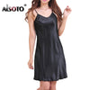 Image of Ladies Sexy Silk Satin Night Dress Sleeveless Nighties V-neck Nightwear For Women Nightgown Plus Size Nightdress Sleepwear