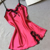 Image of Ladies Sexy Silk Sleepwear Satin Nightgown V-neck Nightdress Slip Nighties Summer Night Dress Lace Night Gown Lingerie For Women
