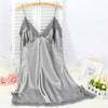 Image of Ladies Sexy Silk Sleepwear Satin Nightgown V-neck Nightdress Slip Nighties Summer Night Dress Lace Night Gown Lingerie For Women