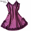Image of Ladies Sexy Silk Sleepwear Satin Nightgown V-neck Nightdress Slip Nighties Summer Night Dress Lace Night Gown Lingerie For Women