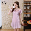 Image of Ladies Silk Sleepwear Summer Nightgown Sexy Lingerie Pink Nightdress for Women Satin Sleep Shirts Chemise Night Dress