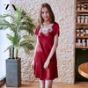 Image of Ladies Silk Sleepwear Summer Nightgown Sexy Lingerie Pink Nightdress for Women Satin Sleep Shirts Chemise Night Dress