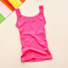 Image of Ladies Slim Vest Top Women Clothes Breathable Knitted Tank Top Classic Undershirt Round Neck Lace Straps Black Shirt