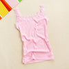 Image of Ladies Slim Vest Top Women Clothes Breathable Knitted Tank Top Classic Undershirt Round Neck Lace Straps Black Shirt