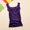 Image of Ladies Slim Vest Top Women Clothes Breathable Knitted Tank Top Classic Undershirt Round Neck Lace Straps Black Shirt