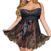 Image of Lady Plus Size Eyelash Lace Romance Set Sexy Lingerie Temptation Underwear Back Closure G-String Seamless Four Season Nightdress