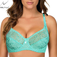 Large Size Bras For Women Underwired Lace Bra Ultra-thin perspective Bralette Sexy Lingerie Jacquard Non Padded Lace Sheer Bra BH