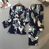 Image of Lisacmvpnel Spring Printing Pattern Women Pajama Set Rayon Sleepwear Long Sleeve Trousers Two Paper Suit