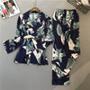 Image of Lisacmvpnel Spring Printing Pattern Women Pajama Set Rayon Sleepwear Long Sleeve Trousers Two Paper Suit
