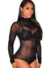 Image of Liva Girl 2019 Nude Mesh Bodysuit Rompers Bodycon Jumpsuit Turtleneck Skinny Bodysuits Transparent New Women Sexy Body Clothing