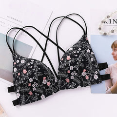 Liva Girl five-color one-piece Bra Gathered Adjustable Shoulder Strap Four Rows Of Buckles Without Steel Support Printed Bra