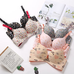 Liva Girl five-color one-piece Bra Gathered Adjustable Shoulder Strap Four Rows Of Buckles Without Steel Support Printed Bra