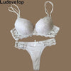 Image of Ludevelop Sexy Thong Lace Push Up Bra Set Lingerie Women Underwear Sets Intimates Embroidery Floral Black White Bra Brief Sets