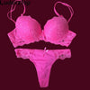 Image of Ludevelop Sexy Thong Lace Push Up Bra Set Lingerie Women Underwear Sets Intimates Embroidery Floral Black White Bra Brief Sets