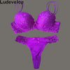 Image of Ludevelop Sexy Thong Lace Push Up Bra Set Lingerie Women Underwear Sets Intimates Embroidery Floral Black White Bra Brief Sets