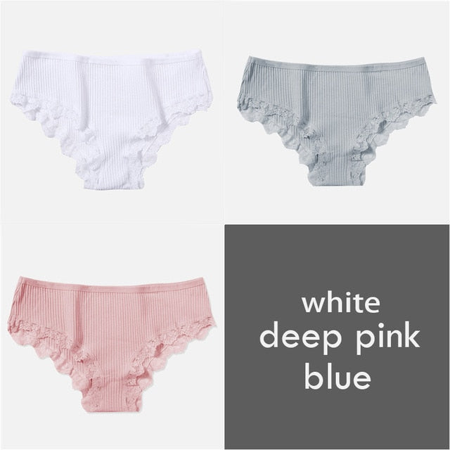 M-XL Women's Panties 3Pcs/Set Cotton Solid Color Girl Briefs Sexy Lingerie Female Underwear Ladies Underpants Women Intimate New