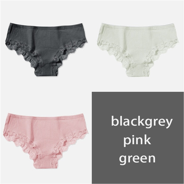 M-XL Women's Panties 3Pcs/Set Cotton Solid Color Girl Briefs Sexy Lingerie Female Underwear Ladies Underpants Women Intimate New
