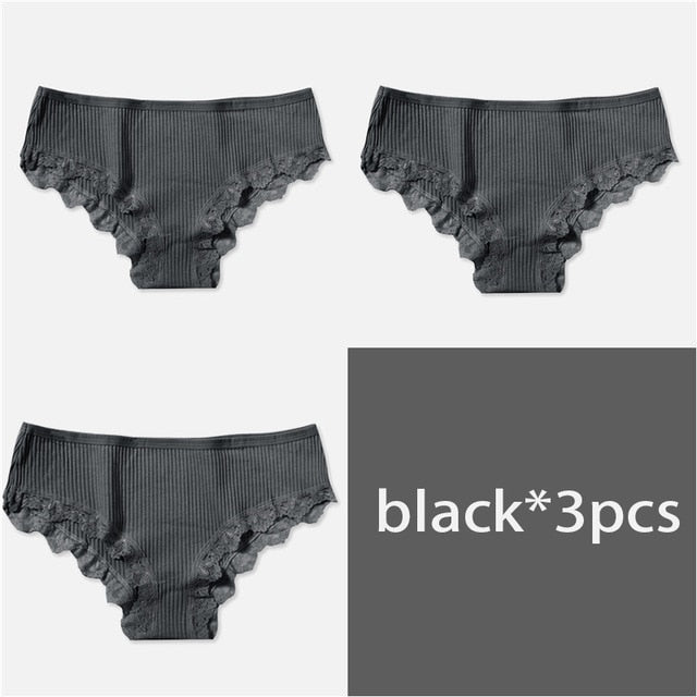 M-XL Women's Panties 3Pcs/Set Cotton Solid Color Girl Briefs Sexy Lingerie Female Underwear Ladies Underpants Women Intimate New
