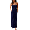 Image of Maxi Dress Tube Top Womens Bandeau Holiday Off Shoulder Long Dress Ladies Summer New Fashion Solid Sundress Vestidos Robe Femme