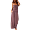 Image of Maxi Dress Tube Top Womens Bandeau Holiday Off Shoulder Long Dress Ladies Summer New Fashion Solid Sundress Vestidos Robe Femme