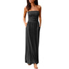 Image of Maxi Dress Tube Top Womens Bandeau Holiday Off Shoulder Long Dress Ladies Summer New Fashion Solid Sundress Vestidos Robe Femme