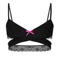Mens Sissy Bras Sexy Lingerie Underwear Open Cup Bra for Male Cross Over Back Wire-free Breathable Bralette No Padded Bra Tops
