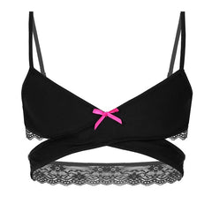 Mens Sissy Bras Sexy Lingerie Underwear Open Cup Bra for Male Cross Over Back Wire-free Breathable Bralette No Padded Bra Tops