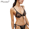 Image of Missomo Women Sexy Lace Floral Sheer Mesh Bra Cup Bralette Transparent Brief Brassiere Hot Plus Size Porno Lingerie Underwear