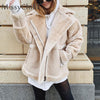 Image of MissyChilli Faux fur patchwork soft leather coat Women autumn short warm jacket coat female fluffy teddy winter coat outwear