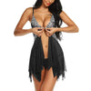 Image of NINGMI Sexy Lingerie for Women Open Front Babydoll Lace Floral Nightgown Thong Set Mesh HOt Chemise with String V Neck Sleepwear