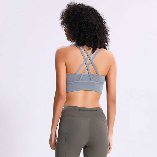 NWT 2019 Sports Bra Lady New Style Breathable Quick Dry Sports bra Bodybuilding Bras 4 Way Stretch Fabric Running Bras
